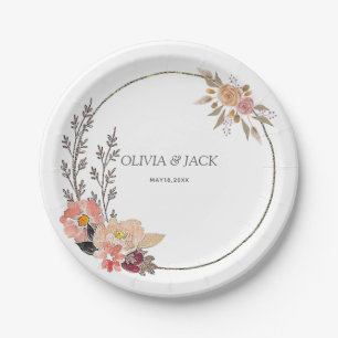 Elegant Floral Wedding Paper Plate