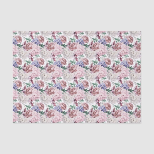 elegant floral wedding pattern tiled  tissue paper (Front)