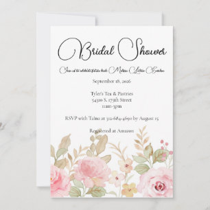 Elegant Floral Wedding Personalised Bridal Shower Invitation
