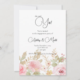 Elegant Floral Wedding Personalised Engagement Invitation