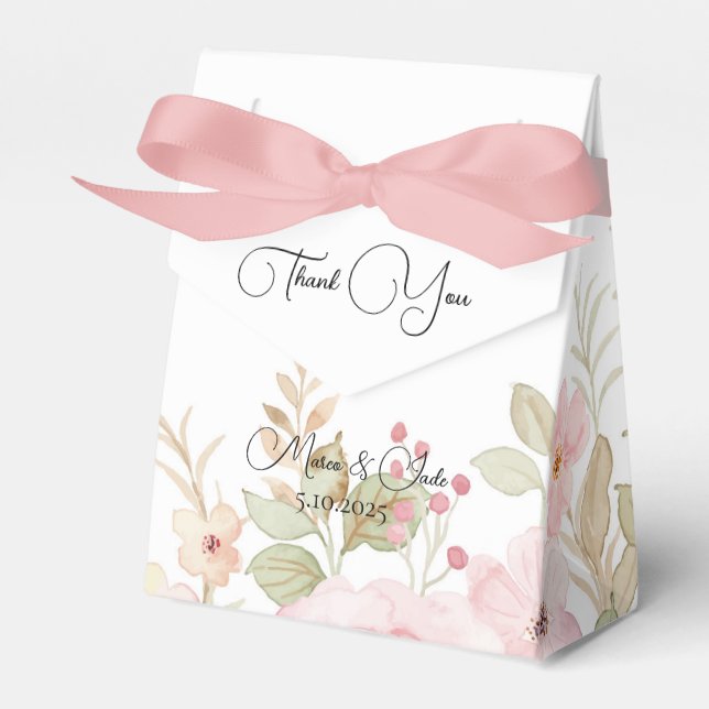 Elegant Floral Wedding Personalised Wedding Favour Box (Front Side)