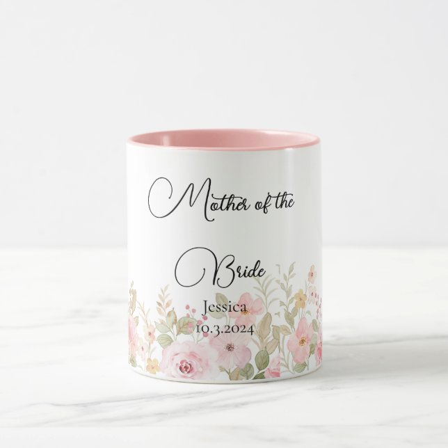 Elegant Floral Wedding Personalised Wedding Mug (Center)