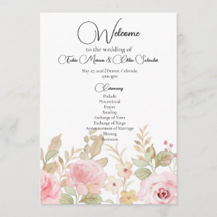 Elegant Floral Wedding Personalised Wedding Programme