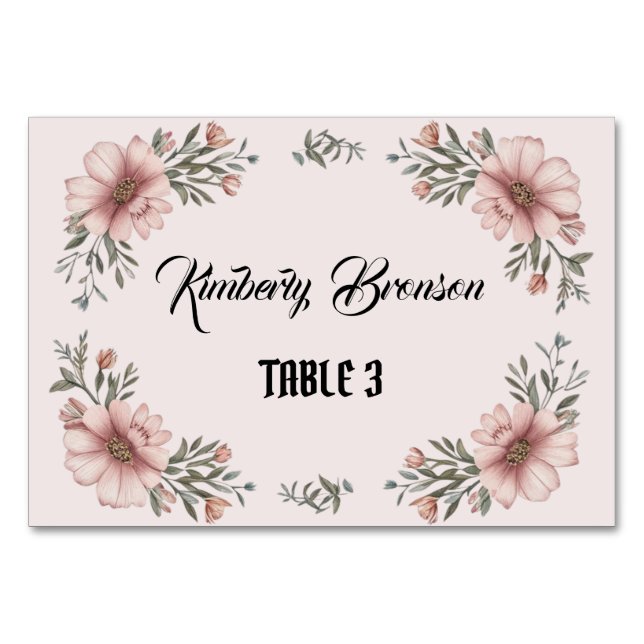 Elegant Floral Wedding Place Card (Back)