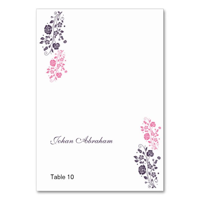 Elegant Floral Wedding Place card (Front)