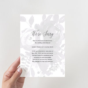 Elegant Floral Wedding Postponement Photo Announcement