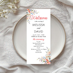 Elegant Floral Wedding Program Card