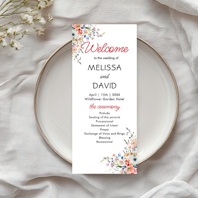 Elegant Floral Wedding Program Card (Creator Uploaded)