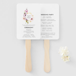 Elegant Floral Wedding Program Hand Fan