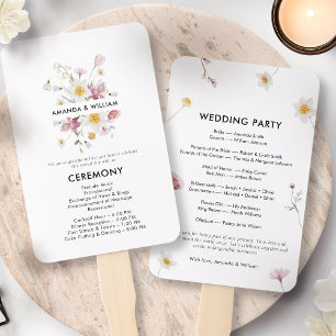 Elegant Floral Wedding Program Hand Fan