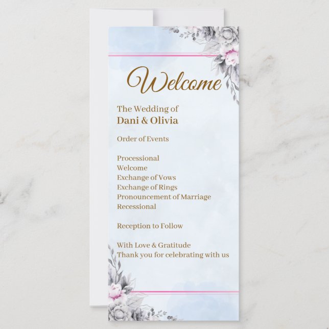 Elegant Floral Wedding Program Template (Front)