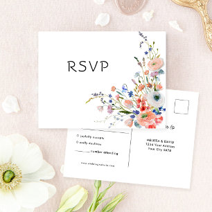 Elegant Floral Wedding PSVP Postcard