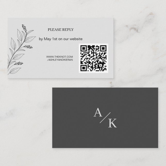 Elegant Floral Wedding QR RSVP  Enclosure Card (Front/Back)