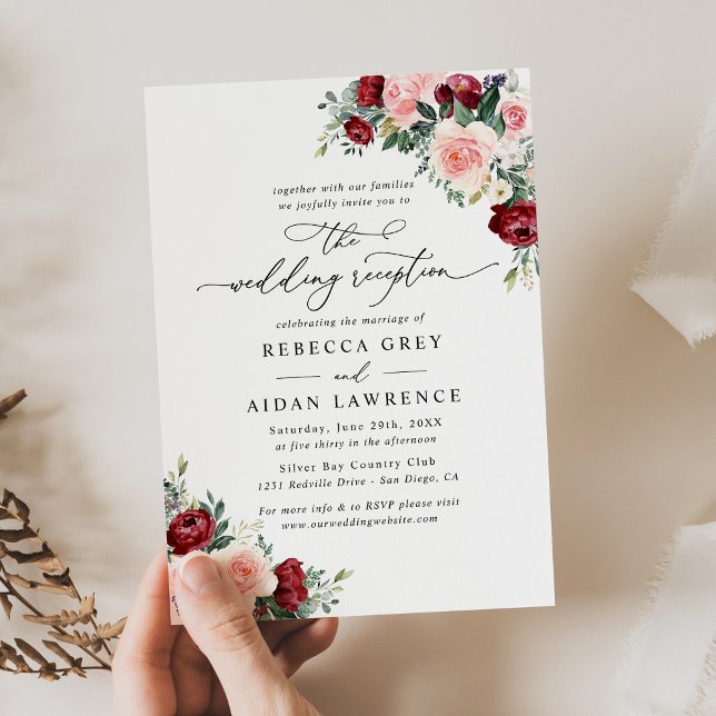 Elegant Floral Wedding Reception Only Invitation (Creator Uploaded)