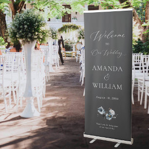 Elegant Floral Wedding Retractable Banner