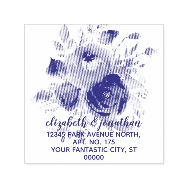 Elegant Floral Wedding Return Address Self-inking Stamp (Design)