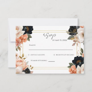 Elegant Floral Wedding RSVP Card 