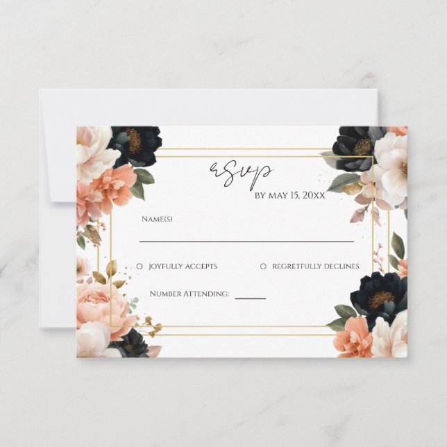 Elegant Floral Wedding RSVP Card  (Front)