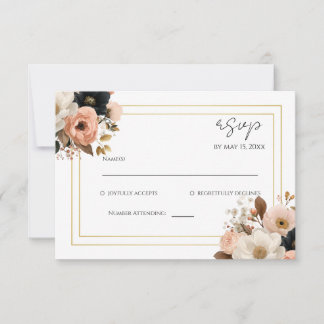 Elegant Floral Wedding RSVP Card 