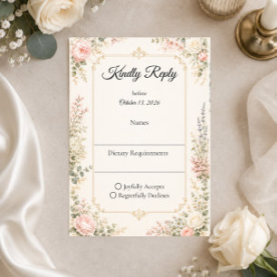 Elegant Floral Wedding RSVP Card