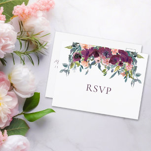 Elegant Floral Wedding RSVP Invitation Postcard