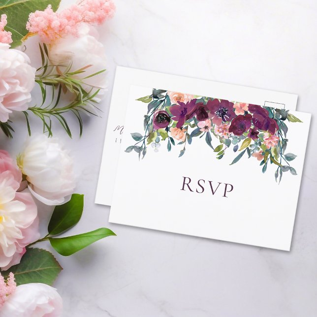 Elegant Floral |  Wedding RSVP Invitation Postcard (Creator Uploaded)