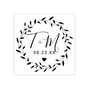 Elegant Floral Wedding Rubber Stamp