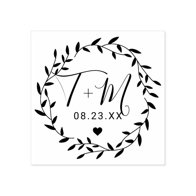 Elegant Floral Wedding Rubber Stamp (Imprint)