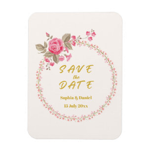 Elegant Floral Wedding Save the Date Magnet