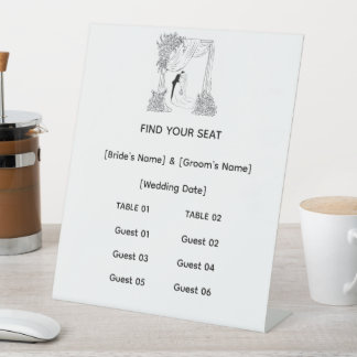Elegant Floral Wedding Seating Chart Pedestal Sign
