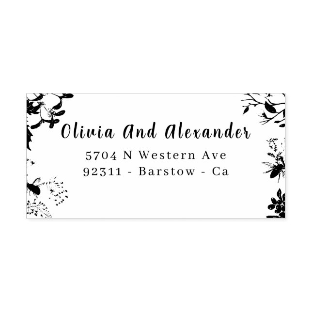 Elegant Floral Wedding Self‑Inking Rubber Stamp |  (Design)
