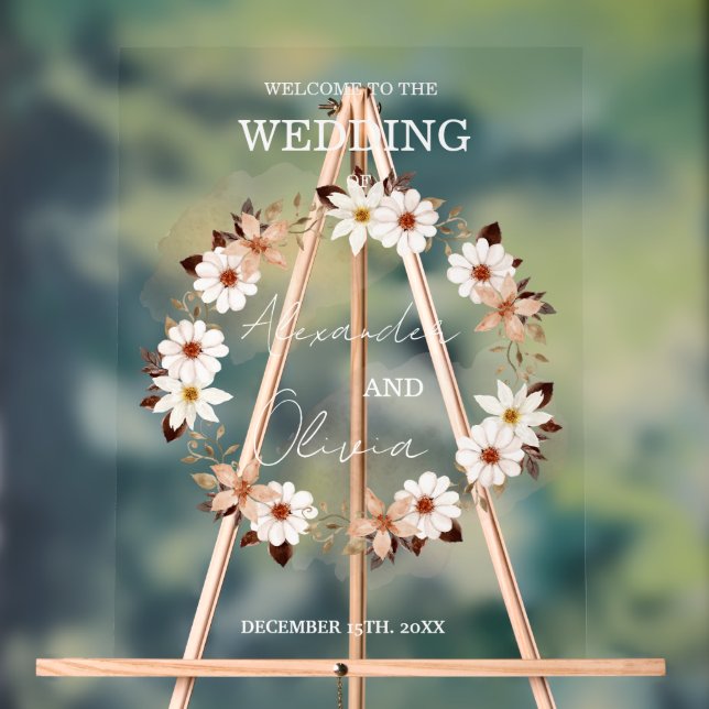 Elegant Floral Wedding Sign | Script Font (Neutral)