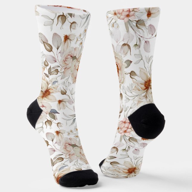 Elegant Floral Wedding Socks (Angled)