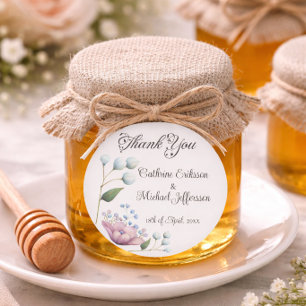 Elegant Floral Wedding Soft Botanical Romance Classic Round Sticker