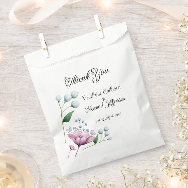 Elegant Floral Wedding Soft Botanical Romance Favour Bags (Clipped)