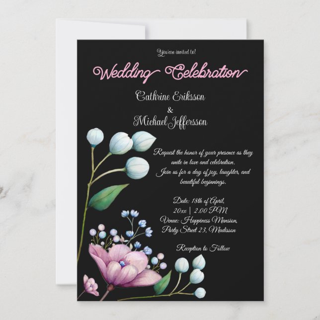 Elegant Floral Wedding Soft Botanical Romance Invitation (Front)