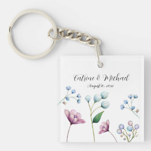 Elegant Floral Wedding Soft Botanical Romance Key Ring