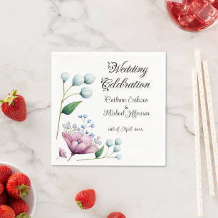 Elegant Floral Wedding Soft Botanical Romance Napkin