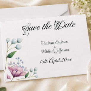 Elegant Floral Wedding Soft Botanical Romance Save The Date