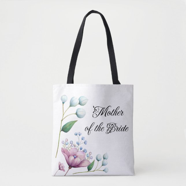 Elegant Floral Wedding Soft Botanical Romance Tote Bag (Front)