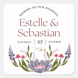 Elegant Floral Wedding Souvenir Sticker