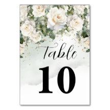 Elegant Floral Wedding Table Number Card 
