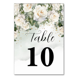 Elegant Floral Wedding Table Number Card 