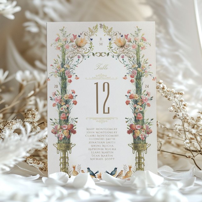 Elegant Floral Wedding Table Number Card (Creator Uploaded)