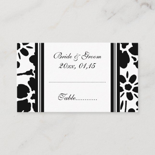 Elegant Floral Wedding Table Place Setting Cards (Front)