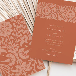 Elegant Floral Wedding Terracotta Blush Invitation
