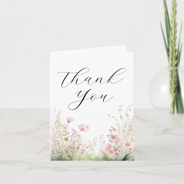 Elegant Floral Wedding Thank You Card (Front)
