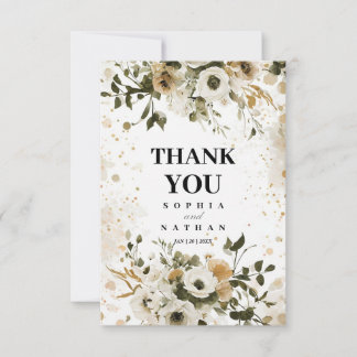 Elegant Floral Wedding Thank You Card