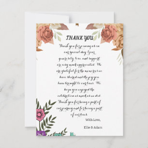 Elegant Floral Wedding Thank You Card