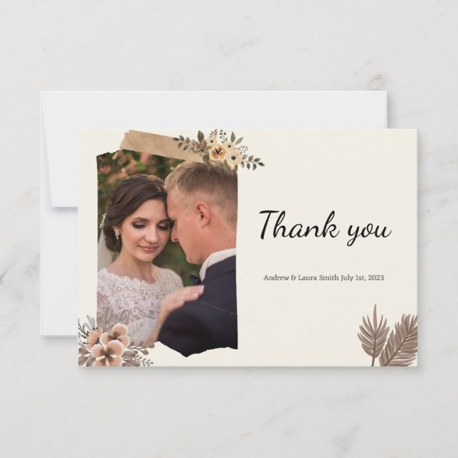 Elegant Floral  Wedding Thank You Card | Botanical (Front)